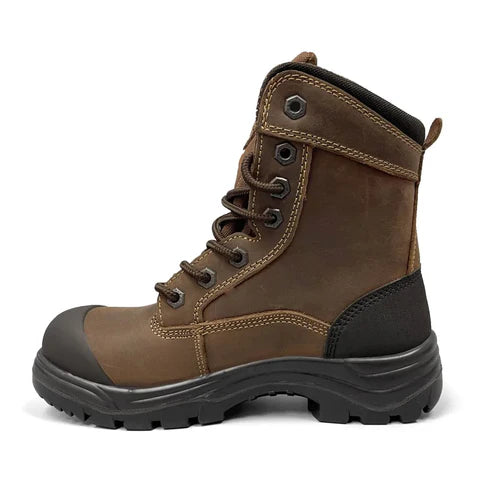 BOTTES DE TRAVAIL FEMME TIGER SAFETY 8" IMPERMÉABLES AVEC EMBOUT EN ACIER – 888-C MARRON | TG0509889