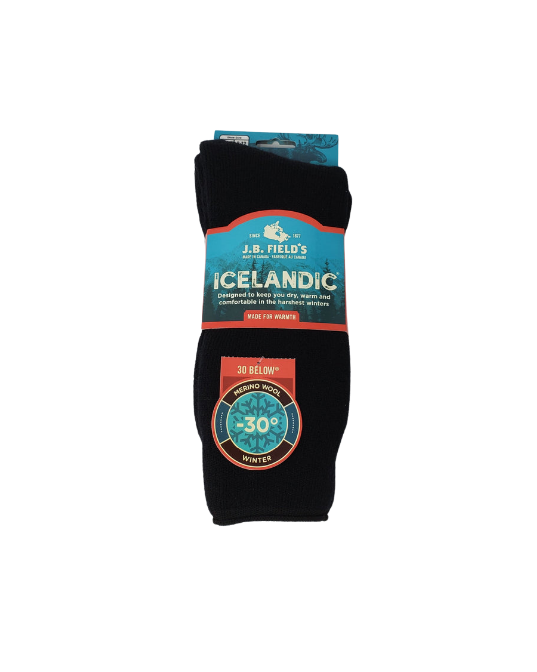 CHAUSSETTES THERMIQUES ICELANDIC « 30 BELOW CLASSIC » 70 % LAINE MÉRINOS DE JB FIELD'S | GC0780030B/GCO780039