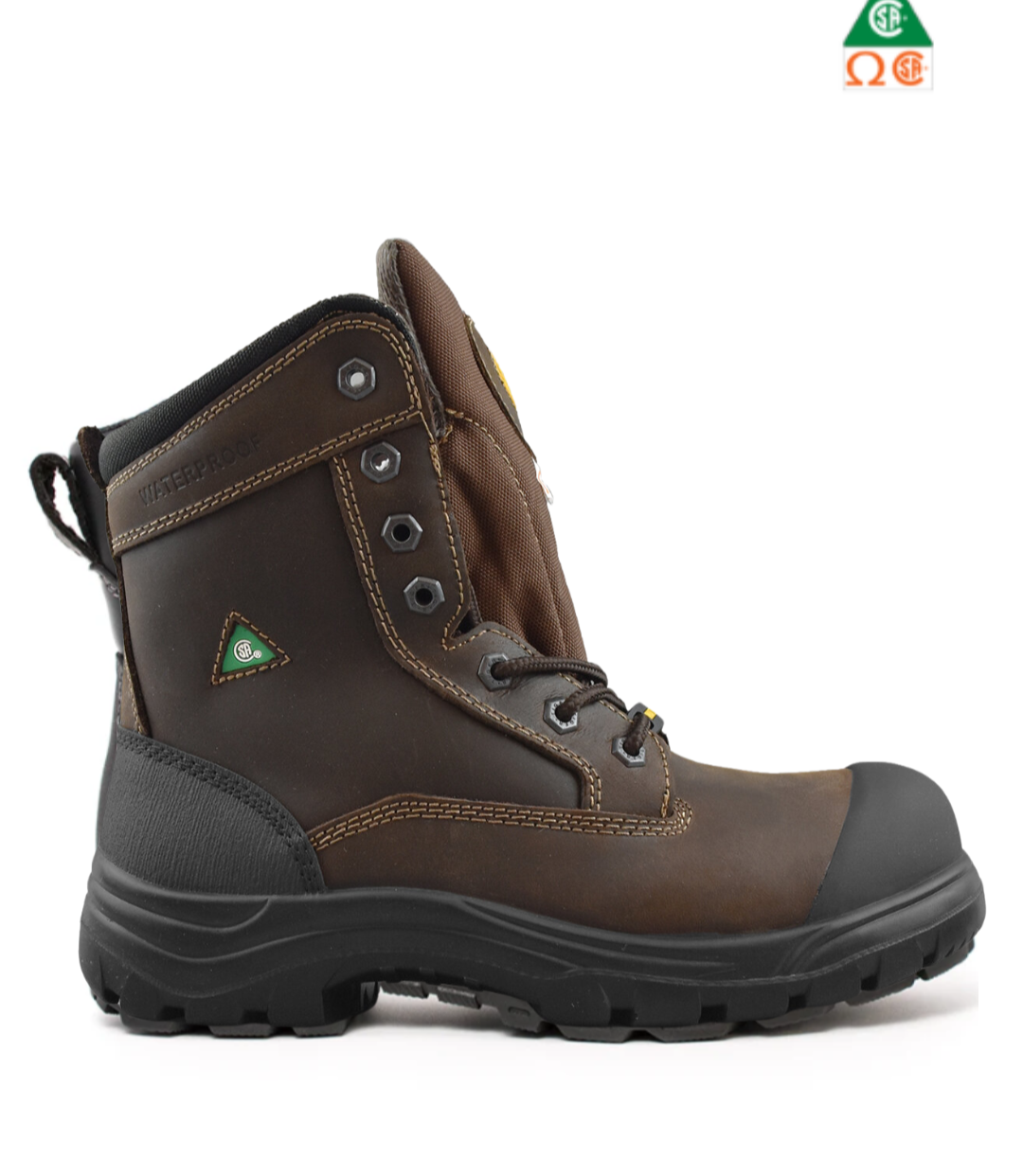 TIGER 8″ WATERPROOF LEATHER SAFETY WORK BOOTS BROWN – 7888-C | TG0209888