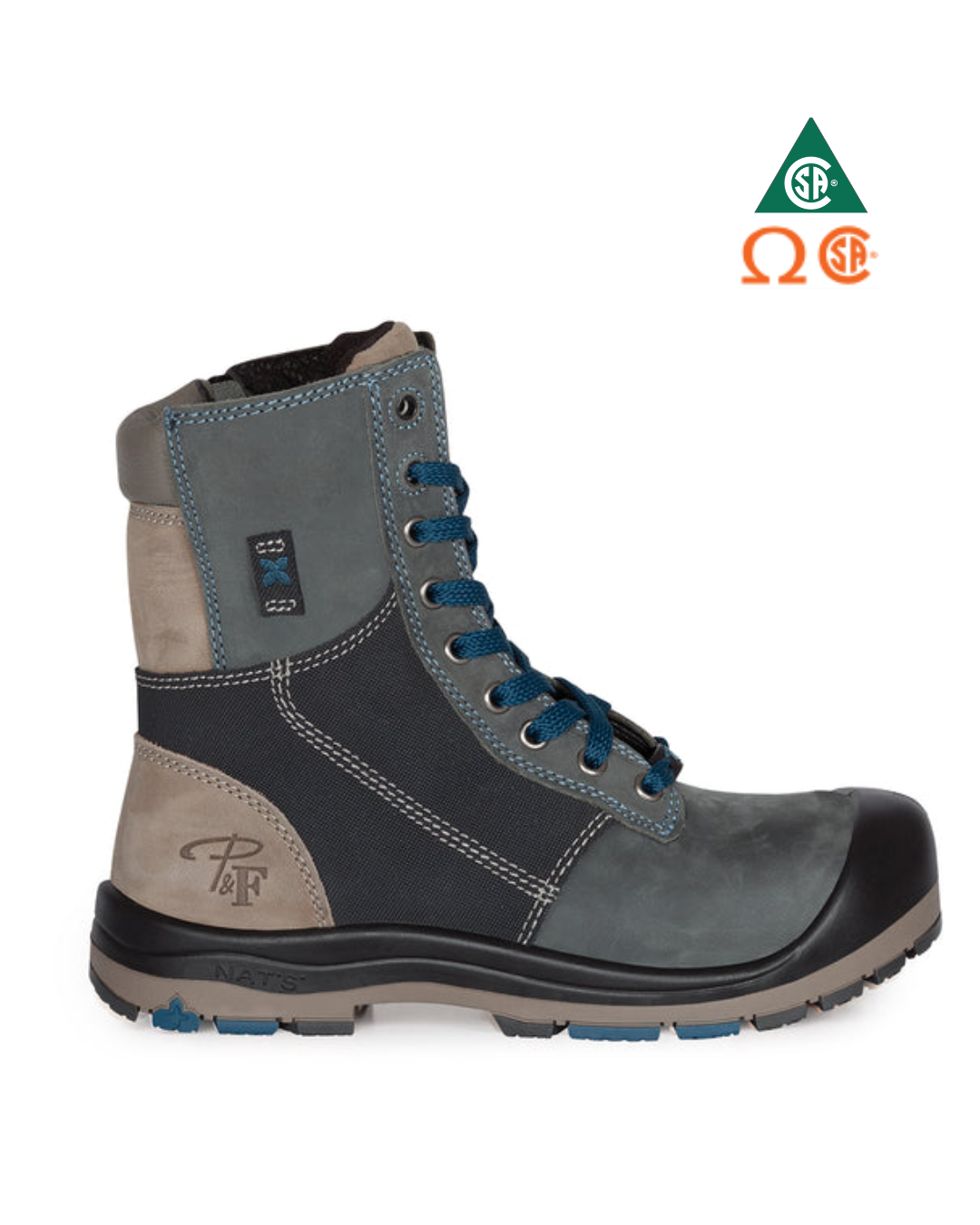 PILOTE & FILLES WOMEN'S 8″ LEATHER WORK BOOTS WITH STEEL TOE – PF368 BLUE | NT0509367