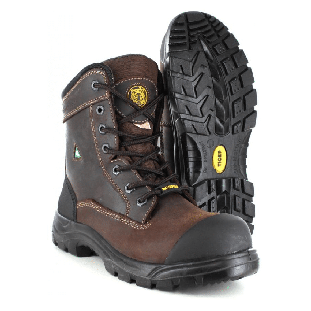 TIGER 8″ WATERPROOF LEATHER SAFETY WORK BOOTS BROWN – 7888-C | TG0209888