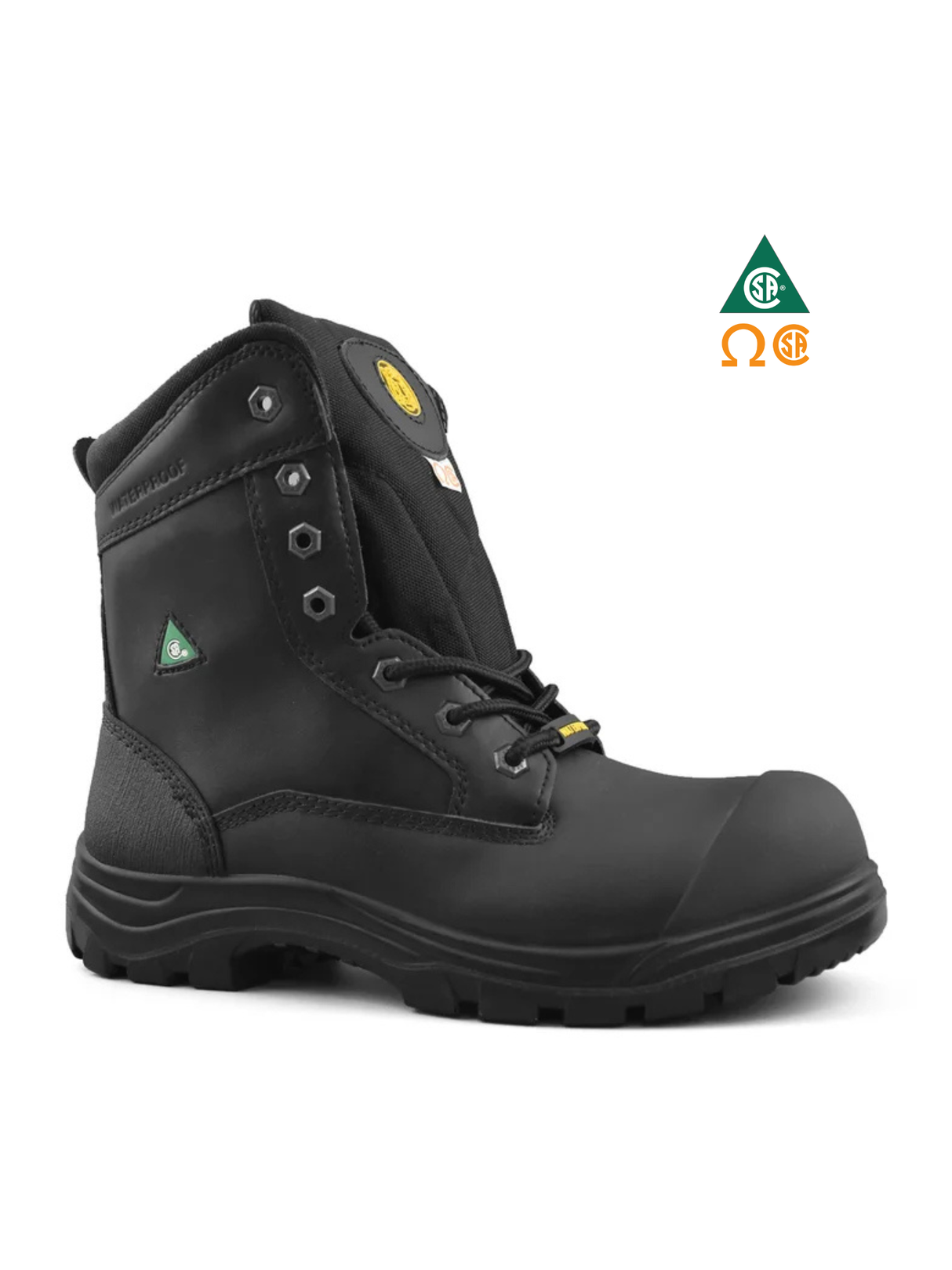 TIGER 8″ WATERPROOF LEATHER SAFETY WORK BOOTS BLACK 7888-B | TG0209889 Collin's Safety