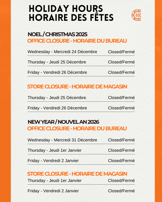 Holiday Horaire des fetes 2