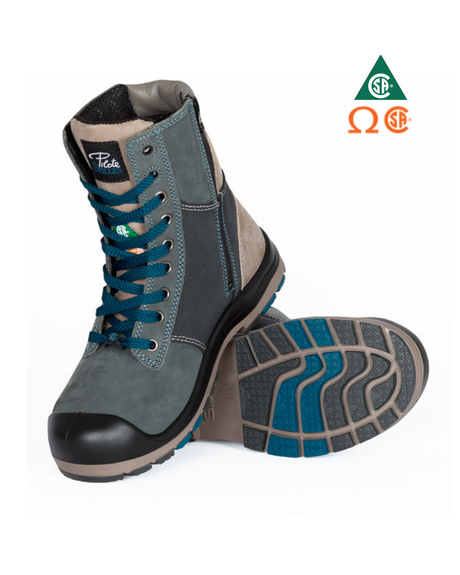 PILOTE & FILLES WOMEN'S 8″ LEATHER WORK BOOTS WITH STEEL TOE – PF368 BLUE | NT0509367