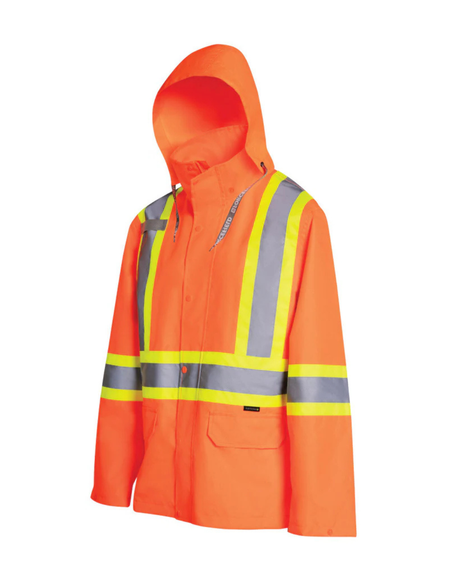 LATOPLAST WOMEN'S HI VIS SAFETY RAIN JACKET WITH SNAP-OFF HOOD | LT095O23W