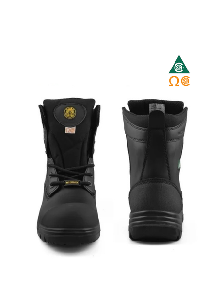 TIGER 8″ WATERPROOF LEATHER SAFETY WORK BOOTS BLACK 7888-B | TG0209889 Collin's Safety